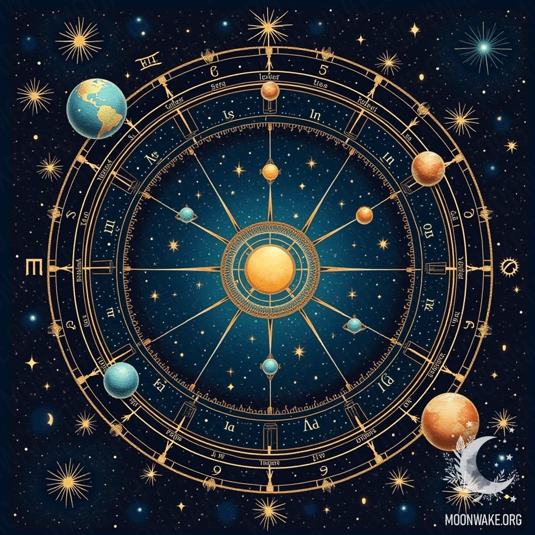 Astrological charts, planets, and stars, representing astrology as a form of divination